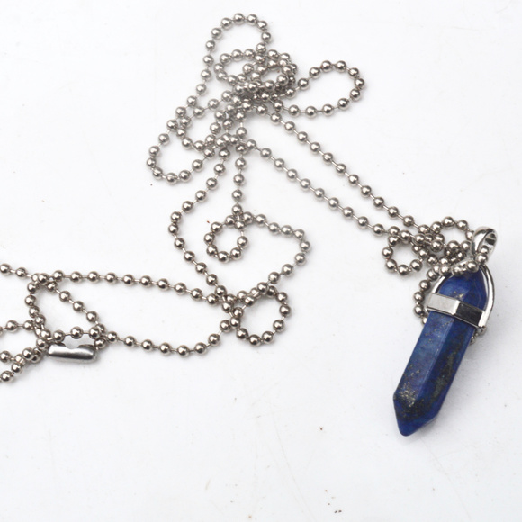 Genuine Blue  Lapis Lazuli Gemstone Pendant Chain - Picture 6 of 6